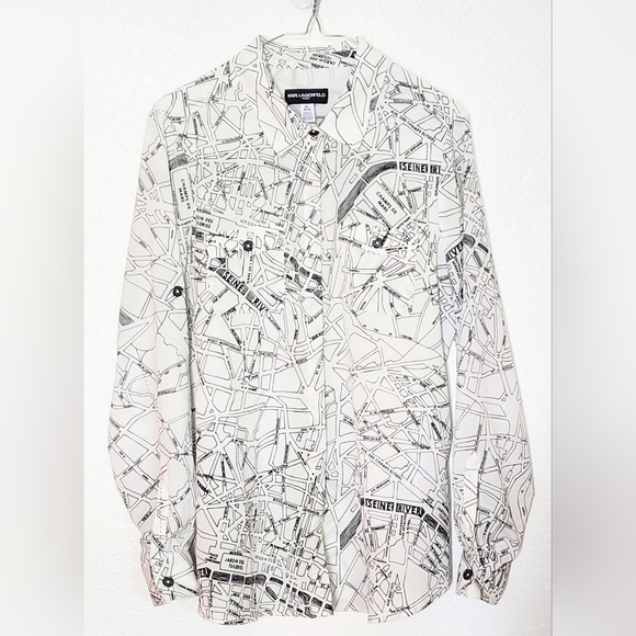 Karl Lagerfeld Paris Road Map Design Women's Shirt.   Size M - Picture 1 of 13